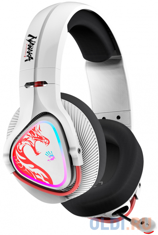 Наушники с микрофоном A4Tech Bloody MR720 белый/красный мониторные BT/Radio оголовье (MR720 NARAKA) фото