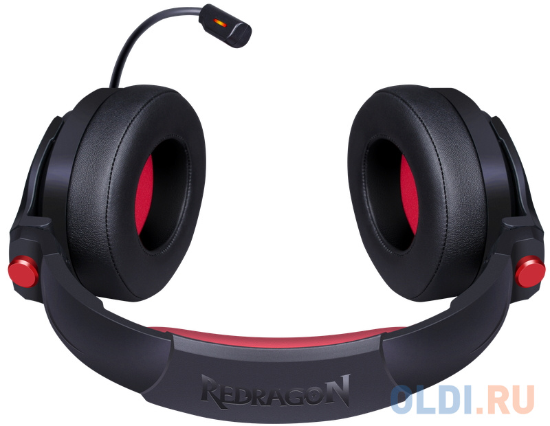 Беспроводная игровая гарнитура REDRAGON NOMEN чёрно-красная (3,5-мм джек, USB, 2.4G, 50 мм, 1000 мАч, RGB подсветка) фото