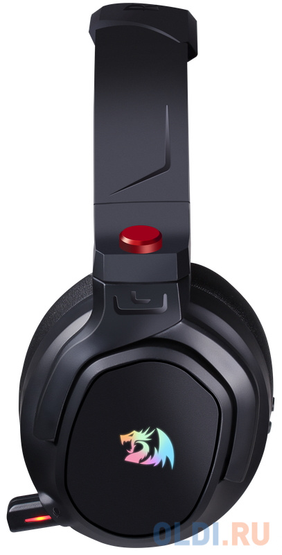 Беспроводная игровая гарнитура REDRAGON NOMEN чёрно-красная (3,5-мм джек, USB, 2.4G, 50 мм, 1000 мАч, RGB подсветка) фото