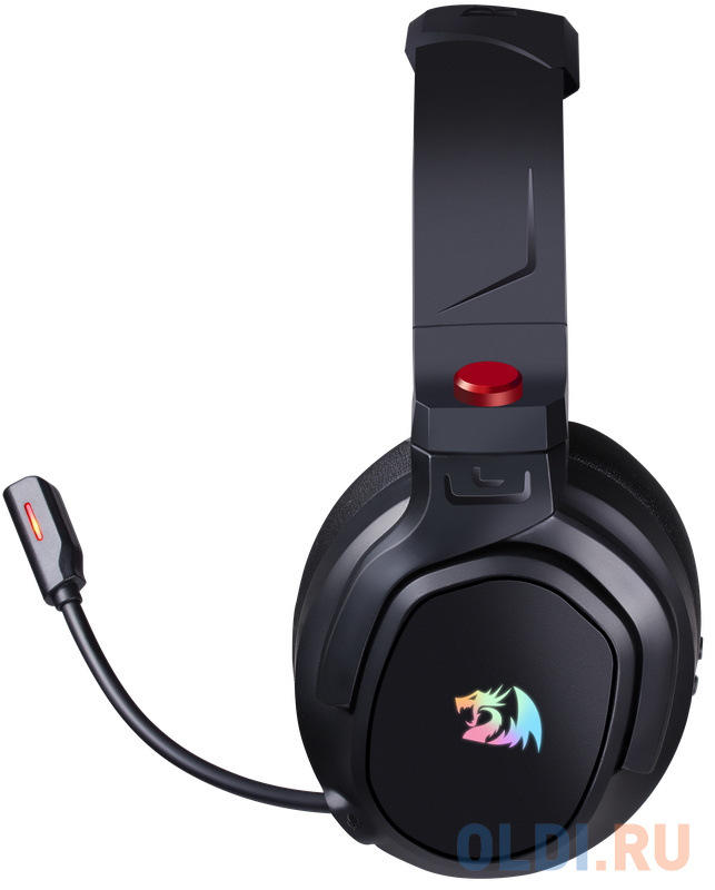 Беспроводная игровая гарнитура REDRAGON NOMEN чёрно-красная (3,5-мм джек, USB, 2.4G, 50 мм, 1000 мАч, RGB подсветка) фото