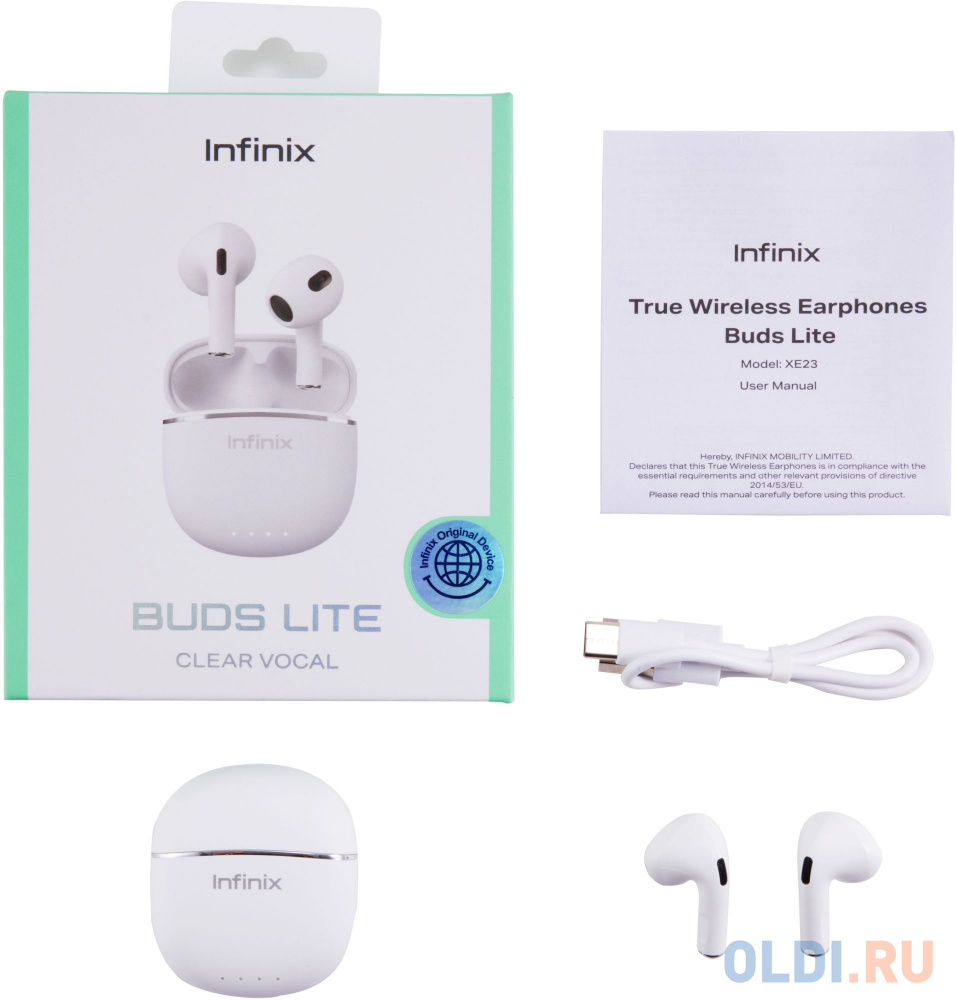 Гарнитура вкладыши Infinix XBuds XE23 белый беспроводные bluetooth в ушной раковине (10311755) Вид№10