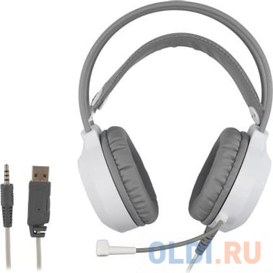 Наушники с микрофоном Оклик HS-L300G White белый 2.2м мониторные USB оголовье (1796952) Вид№4