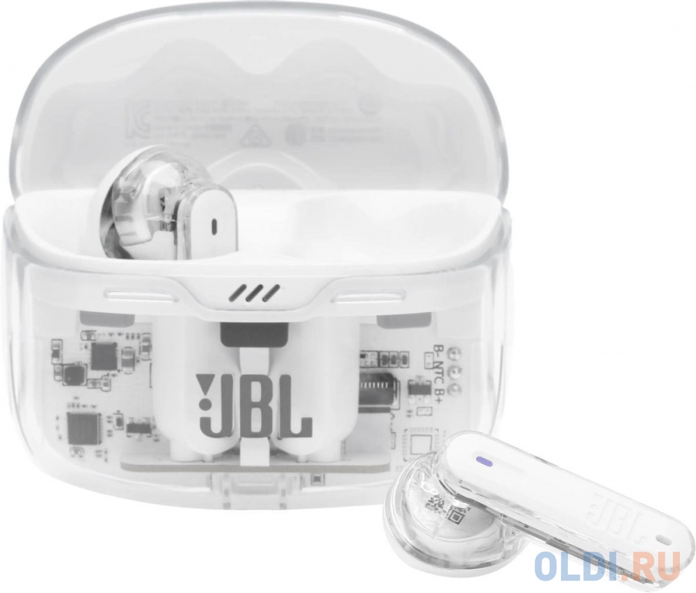 Гарнитура вкладыши JBL Tune Beam Ghost белый беспроводные bluetooth в ушной раковине (JBLTBEAMGWHTAS)