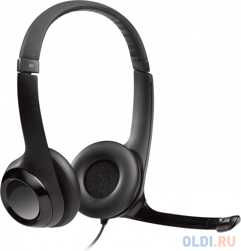 Наушники с микрофоном Logitech H390 черный 1.9м накладные USB оголовье (981-000014) - 981-000014