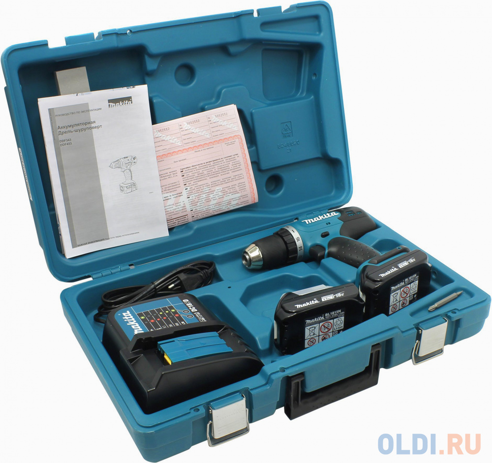 Аккумуляторная дрель-шуруповерт Makita DDF453SYE Дрель ак,18В,2х1.5АчLi-ion,БЗП-13мм,0-400\\1300об\\м,42\\27Нм,1.8кг,чем,совмест с 4АчLi-ion фото