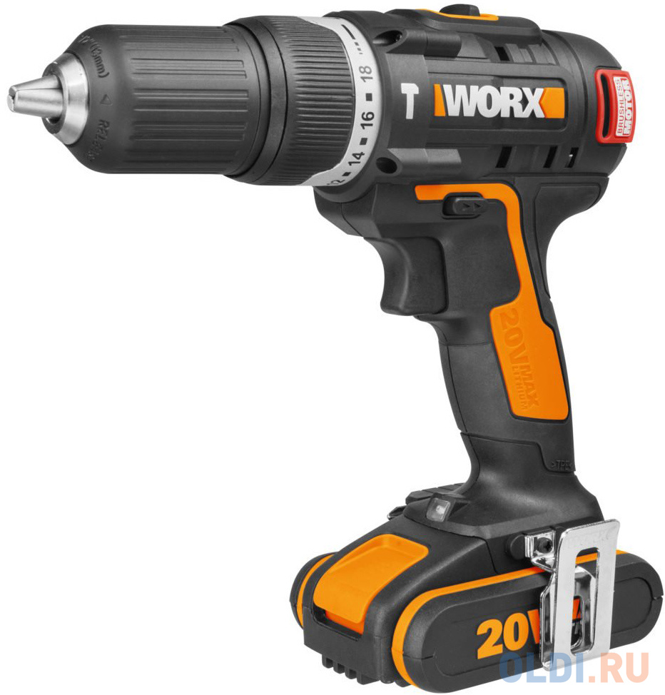 

Дрель-шуруповерт ударная аккумуляторная WORX WX367 20В, бесщеточная, 2,0 Ач x 2, кейс