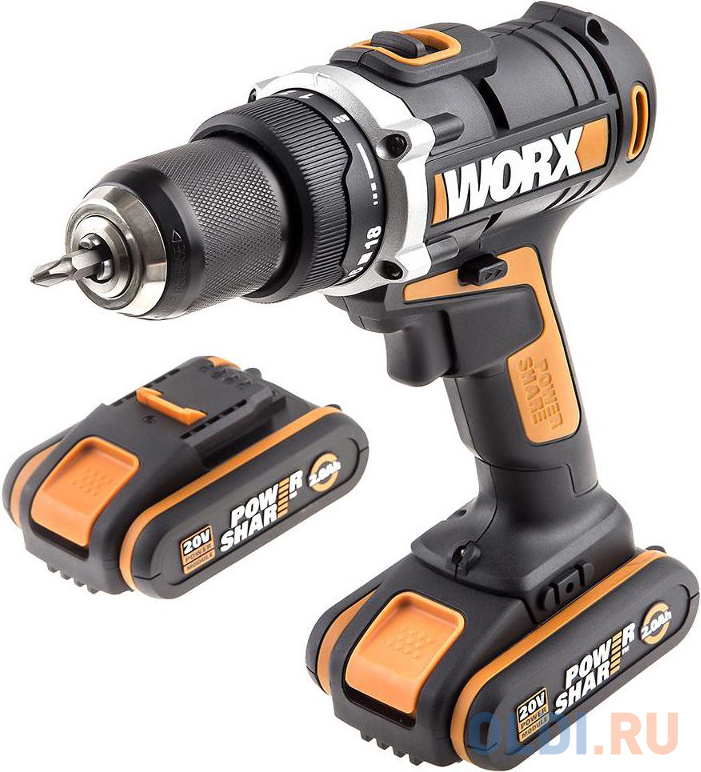 

Дрель-шуруповерт аккумуляторная WORX WX183.1 20В, 2Ач x2, кейс