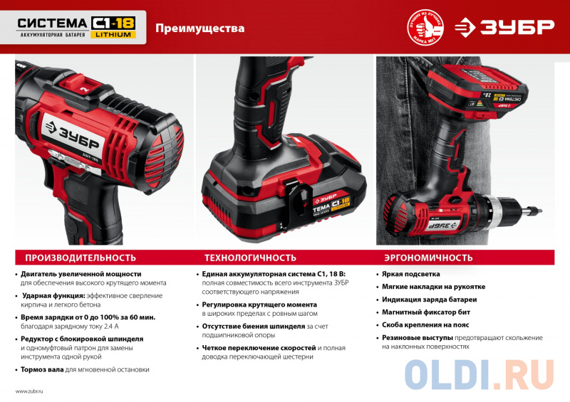 Дрель-шуруповерт Зубр ДШУ-185-22 аккум. патрон:быстрозажимной (кейс в комплекте) фото