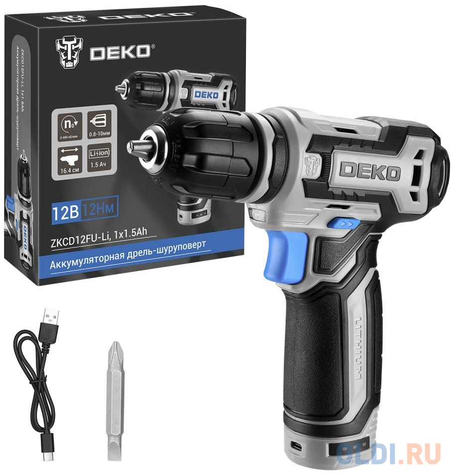 

Дрель-шуруповерт Deko ZKCD12FU-Li аккум. патрон:быстрозажимной (063-4141)