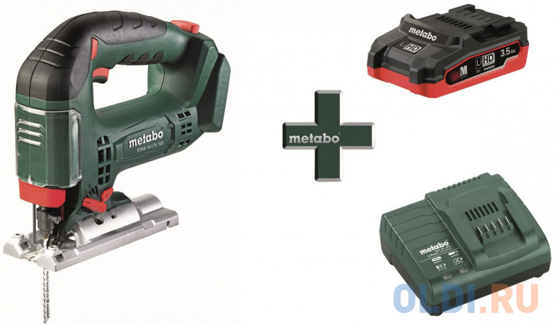 

Акк.лобзик METABO STAB 18LTX100 (T0335) 1х3,5 Ач LiHD+ЗУ ASC30-36