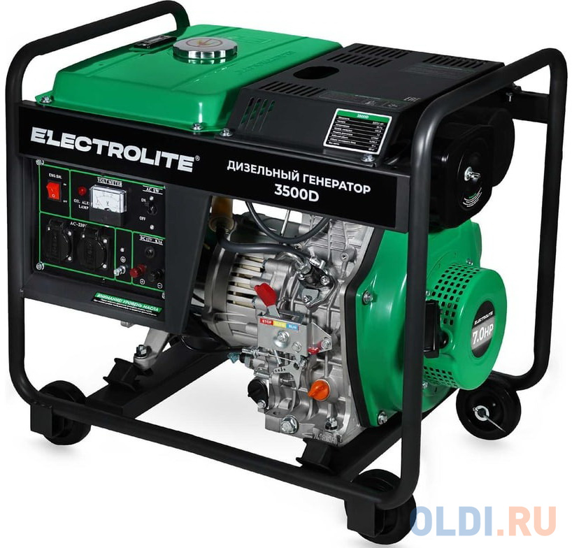 

Electrolite Генератор дизельный Электрический 3500D/EL ( дизель, 3.5 кВт, ручной запуск, 220 В ) 5748