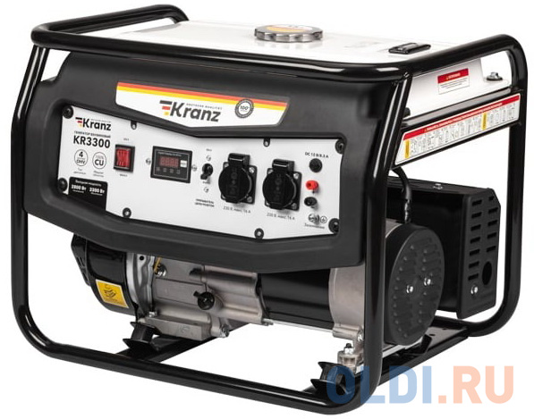 

Kranz KR-16-1133 Генератор бензиновый KR3300, 3,3кВт, 230В, 15л, ручной стартер