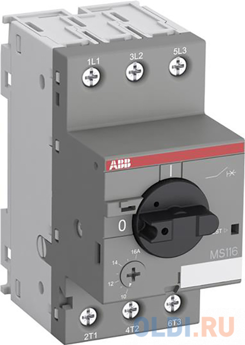 

ABB 1SAM250000R1009 Автоматич.выключ. MS116-6.3 50 кА с регулир. тепловой защитой 4A-6,3А Класс тепл. расцепит. 10