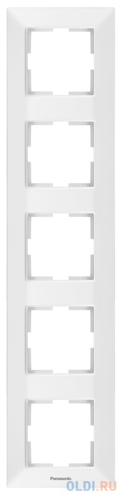 Рамка Panasonic Arkedia Slim WNTF08152WH-RU 5x вертикальный монтаж пластик белый (упак.:1шт) - фото 1