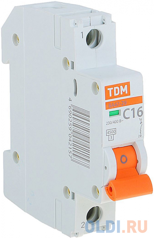 

Автомат TDM SQ0206-0074 ВА47-29 1р 16А 4.5ка х-ка С