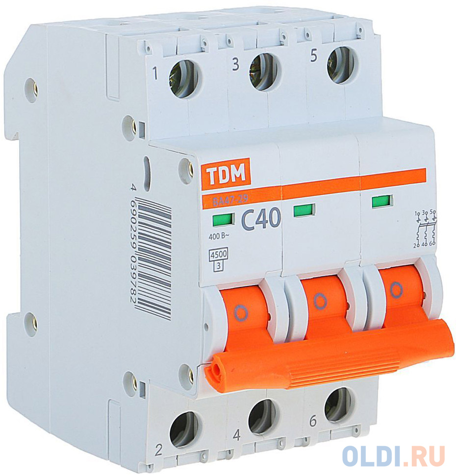 

Автомат TDM SQ0206-0113 ВА47-29 3р 40А 4.5ка х-ка С