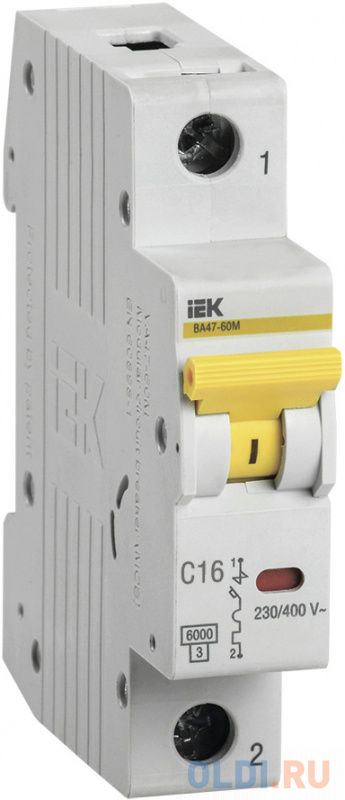 

Iek MVA31-1-016-C Выкл. авт. ВА47-60M 1Р 16А 6кА С, Белый