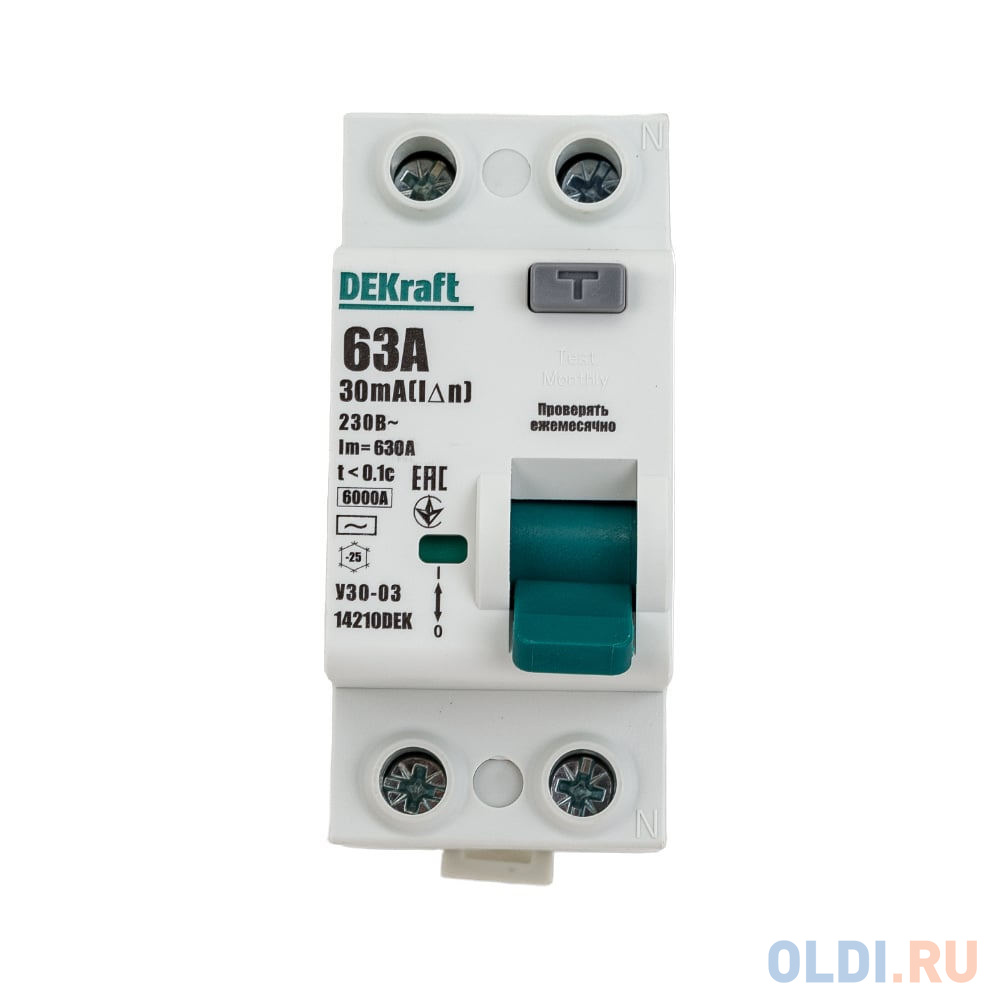 

DEKraft ВДТ 2P 63А 30мА тип AC 6кА УЗО-03 14210DEK