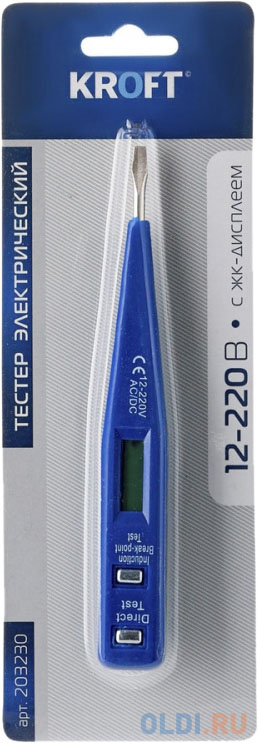 Тестер электрический KROFT 203230 c ЖК-дисплеем 12-220В