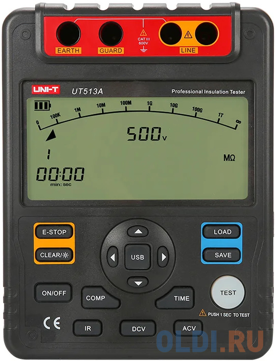 Измерители сопротивления UNI-T Измеритель сопротивления изоляции UT513A , 1 МОм ; 1ГОм, до 5000В