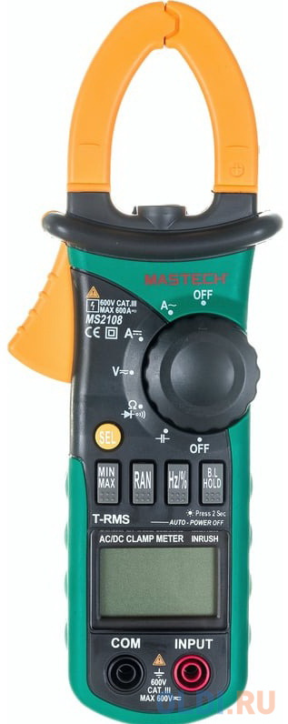 Mastech MS2108 клещи токоизмерительные цифровые автоматические ACA&DCAACV/DCV, 00-00000247