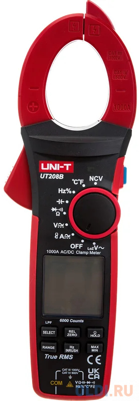 UNI-T UT208B Клещи токоизмерительные цифровые TrueRMS, AC/DC 1000A 00-00004257