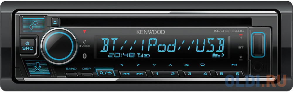 Автомагнитола CD Kenwood KDC-BT640U 1DIN 4x50Вт автомагнитола cd kenwood kdc bt640u 1din 4x50вт