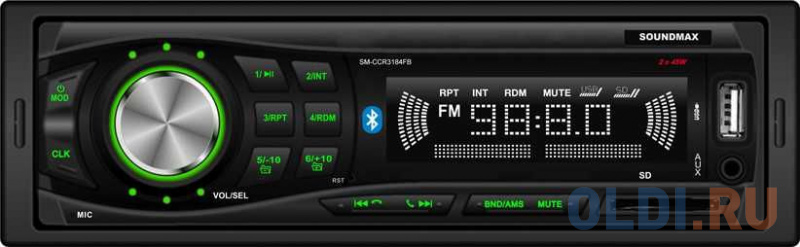 Автомагнитола Soundmax SM-CCR3184FB 1DIN 4x40Вт автомагнитола ural молот арс мт 223к 1din 4x25вт