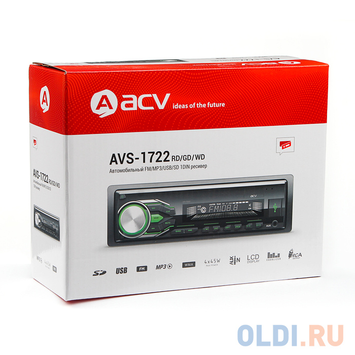 

Автомагнитола ACV AVS-1722GD 1DIN 4x45Вт
