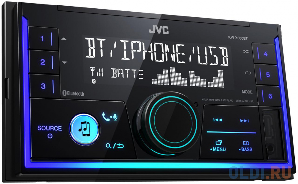 

Автомагнитола JVC KW-X830BT USB MP3 FM RDS 2DIN 4x50Вт черный, Чёрный