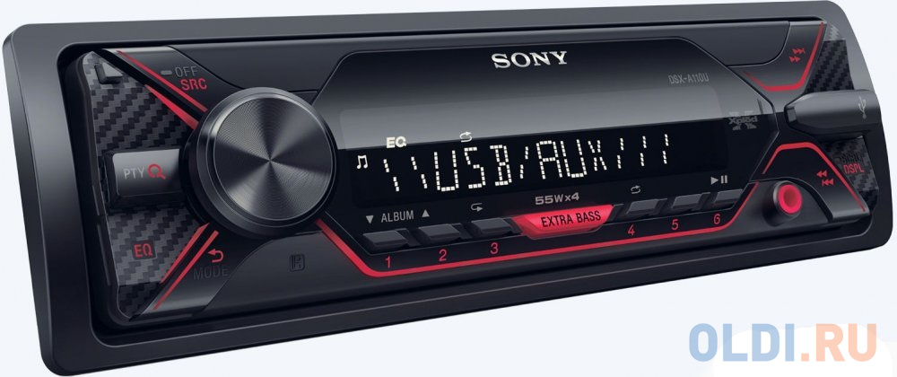 Автомагнитола SONY DSX-A110U USB MP3 FM RDS 1DIN 4x55Вт черный минисистема sony mhc v90dw 2000вт cd cdrw dvd dvdrw fm usb bt
