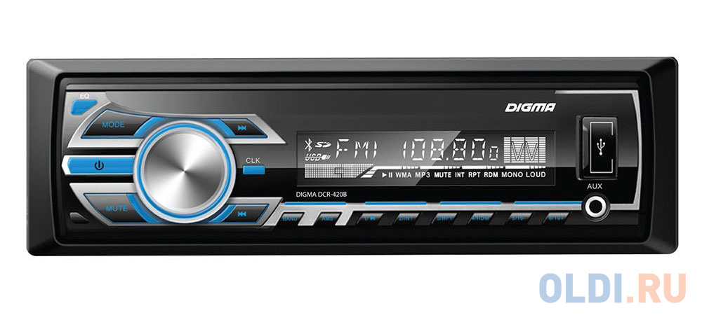 

Автомагнитола Digma DCR-420B USB MP3 FM 1DIN 4x45Вт черный, Чёрный