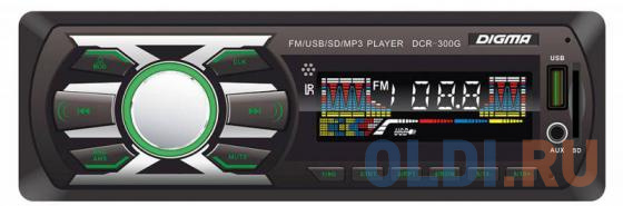 Автомагнитола Digma DCR-300G USB MP3 FM 1DIN 4x45Вт черный