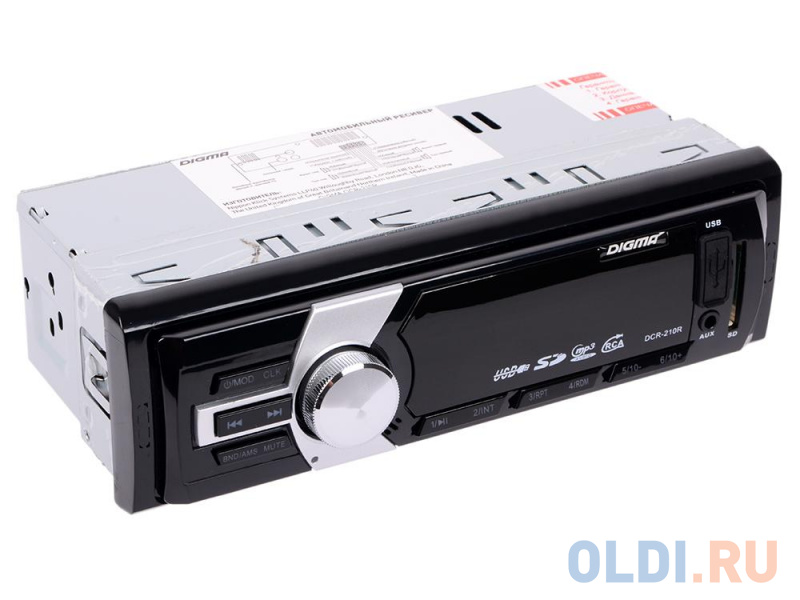 Автомагнитола Digma DCR-210R USB MP3 FM 1DIN 4x45Вт черный фото