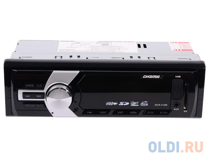 Автомагнитола Digma DCR-210R USB MP3 FM 1DIN 4x45Вт черный фото