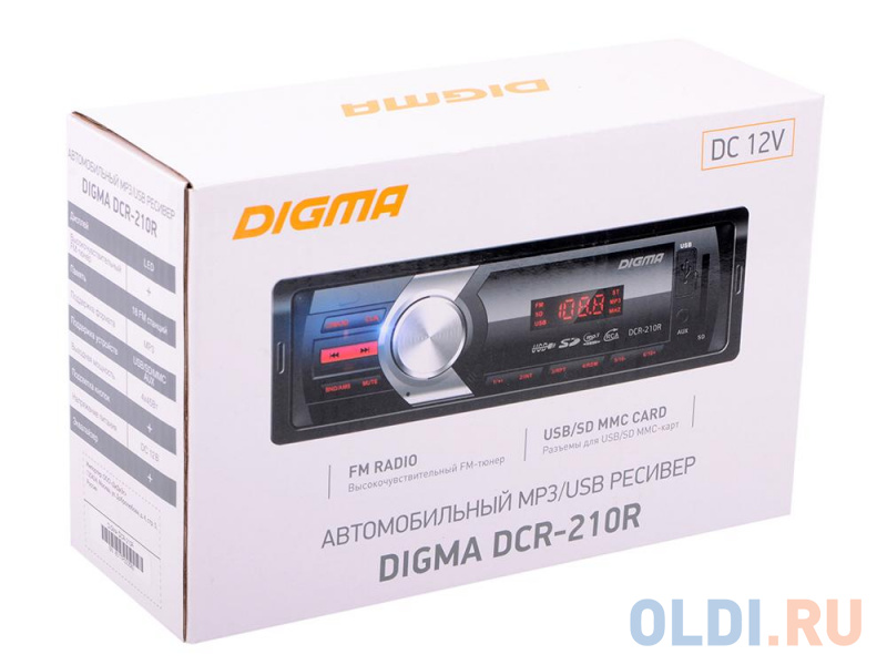 Автомагнитола Digma DCR-210R USB MP3 FM 1DIN 4x45Вт черный фото