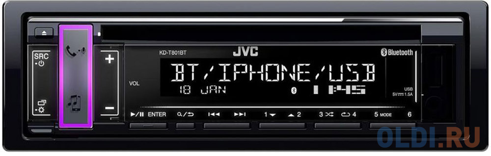 

Автомагнитола CD JVC KD-T801BT 1DIN 4x50Вт