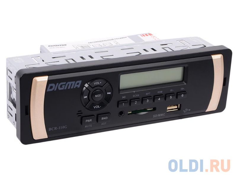 Автомагнитола Digma DCR-110G USB MP3 FM 1DIN 4x45Вт черный фото