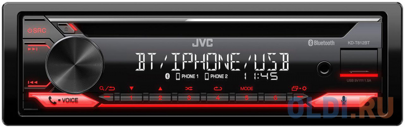 

Автомагнитола CD JVC KD-T812BT 1DIN 4x50Вт, Чёрный