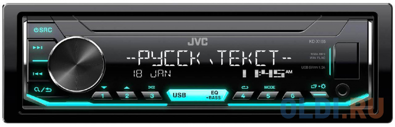 

Автомагнитола JVC KD-X155 USB MP3 FM RDS 1DIN 4x50Вт черный