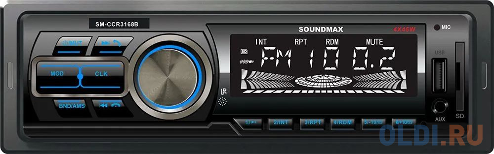 Автомагнитола Soundmax SM-CCR3168B 1DIN 4x45Вт (SM-CCR3168B(ЧЕРНЫЙ)\\B)