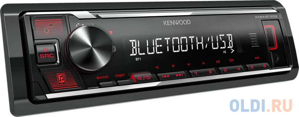 Автомагнитола Kenwood KMM-BT209 1DIN 4x50Вт v4.2 USB 2.0 AUX 1 RDS