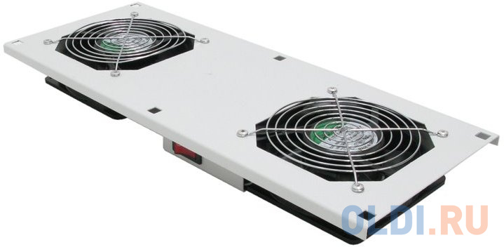 Вентиляторный модуль с 2 вентиляторами и термостатом для шкафов Evoline, серый EVL796M02L00G - фото 1