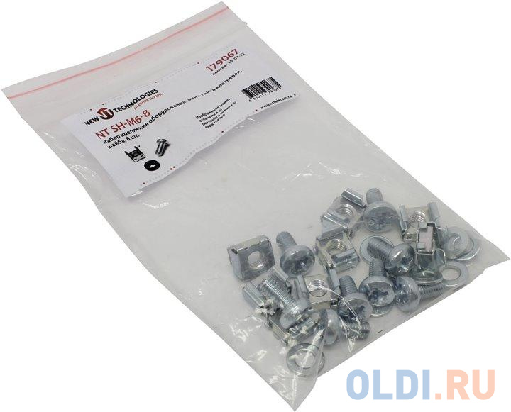 

Набор крепления оборудования, винт, гайка клетевая, шайба, 8 шт, NT SH-M6-8