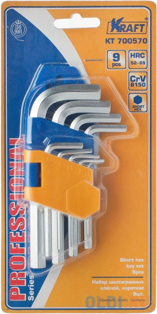 

Набор ключей KRAFT КТ 700570 шестигранных короткие 9шт.