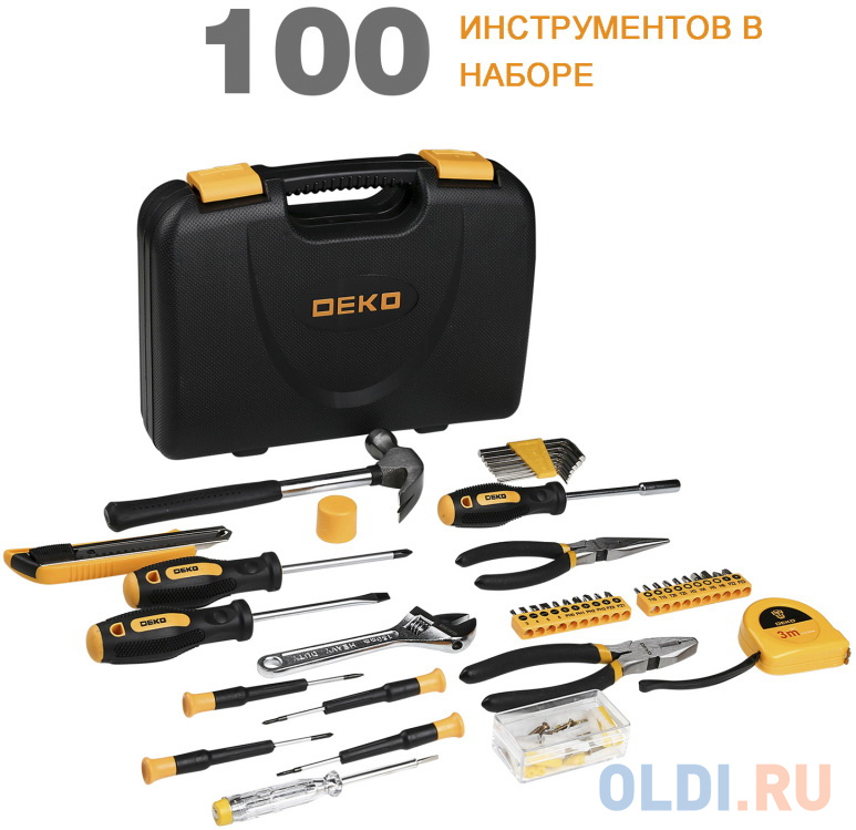 Набор инструментов Deko TZ100 100 предметов (жесткий кейс) 065-0221 - фото 2