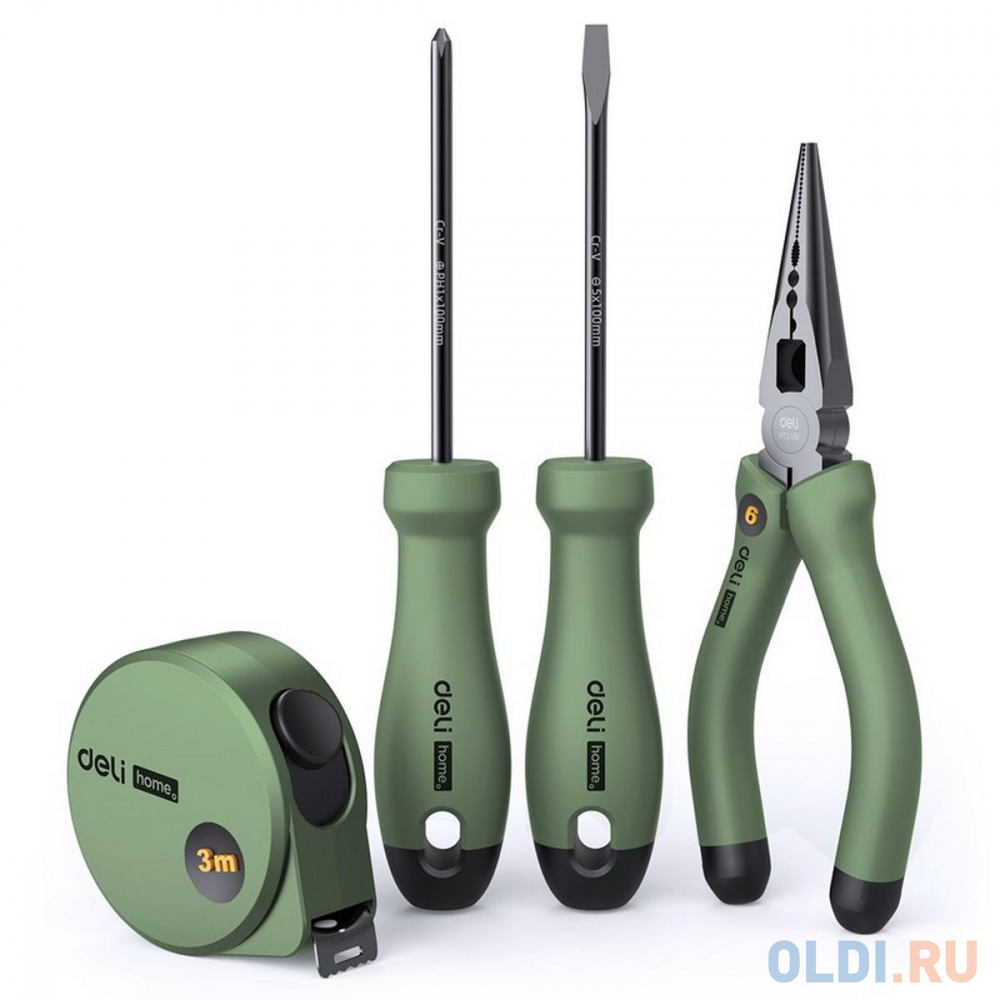 Набор ручного инструмента "Home Series Green" Deli HT0004L  4 предмета