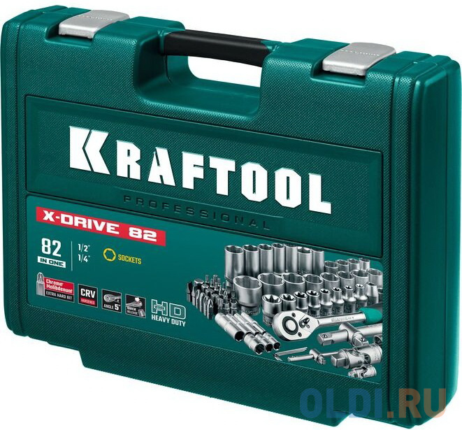 KRAFTOOL X-Drive 82, 82 предм., (1/2?+1/4?), универсальный набор инструмента (27887-H82) - фото 3