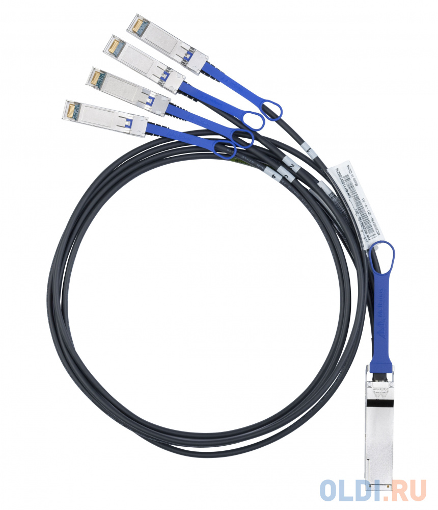 

Кабель Mellanox passive copper hybrid cable ETH 40GbE to 4x10GbE QSFP to 4xSFP+ 1m MC2609130-001