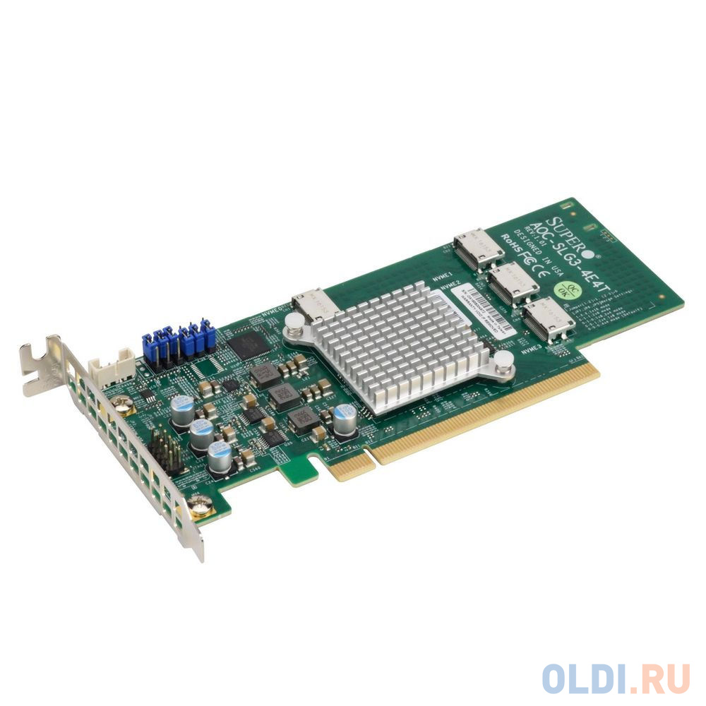 Плата коммуникационная SuperMicro Quad port OCuLink retimer NVMe SSD add-on card for PCIe3 x16 slot